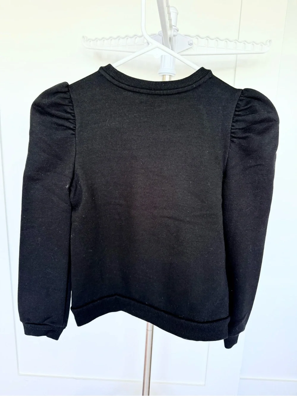 Janie and Jack Girl Black Sweatshirt with White Crochet Collar